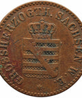 1858 A 2 Pfennige Grand duchy of Saxe - Weimar - Eisenach German Coin Carl Alexander