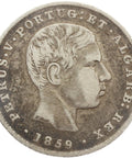 1859 100 Reis Portugal Coin Silver Pedro V
