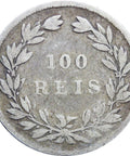 1859 100 Reis Portugal Pedro V Silver Coin