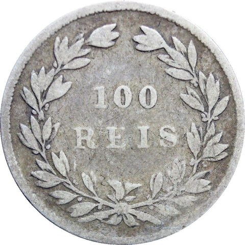 1859 100 Reis Portugal Pedro V Silver Coin