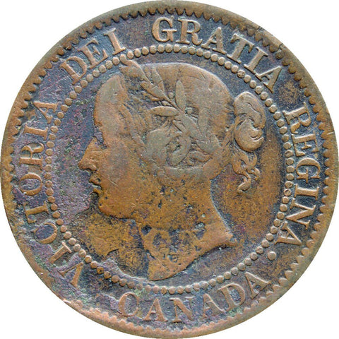 1859 One Cent Canada Queen Victoria Bronze Coin