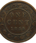 1859 One Cent Queen Victoria Coin Canada
