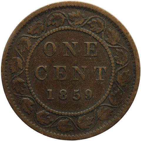 1859 One Cent Queen Victoria Coin Canada