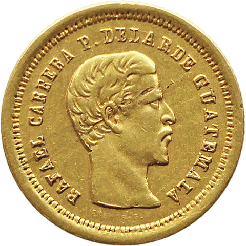 1860 4 Reales Guatemala Coin Gold Rafael Carrera