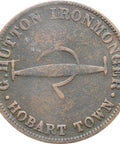 1860 ’s Australia Tasmania G. Hutton, Ironmonger, Hobart Token – Halfpenny