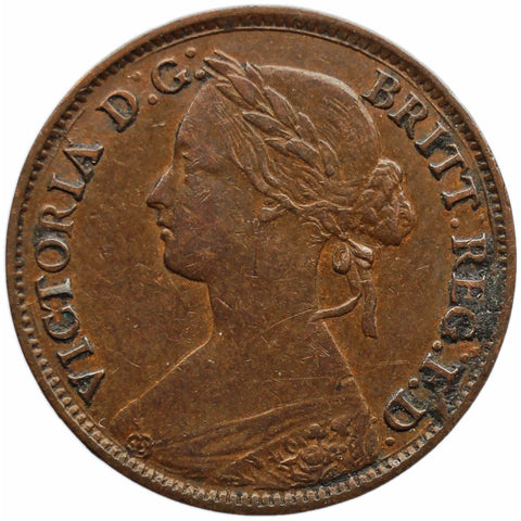 1861 Farthing Victoria Coin UK 2nd portrait 1st type