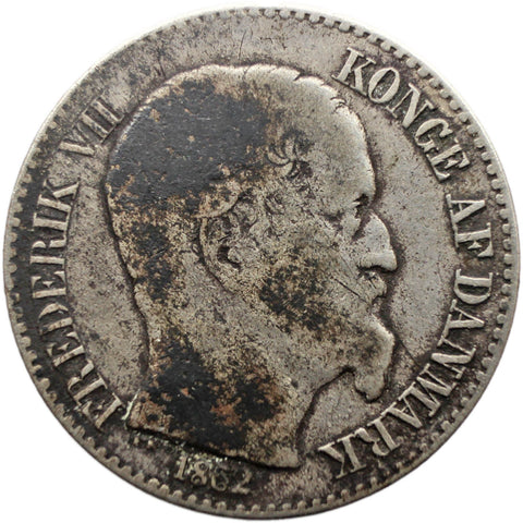 1862 10 Cents Danish West Indies Coin Frederik VII Silver