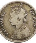 1862 1/4 Rupee Coin British India Victoria silver Coin Bombay Mint