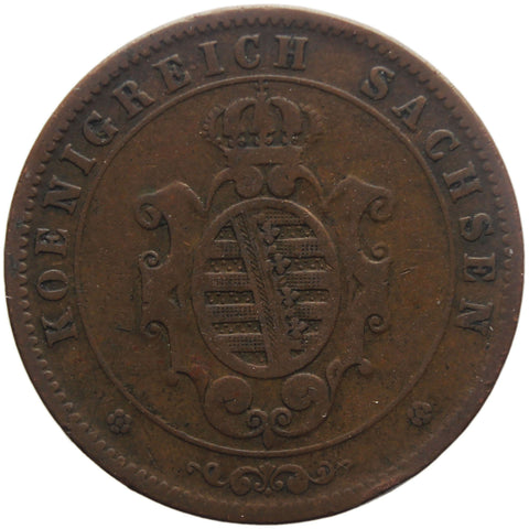1862 B 5 Pfennige Coin Kingdom of Saxony Johann I Germany States