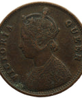1862 Quarter Anna India British Queen Victoria Copper Coin Type A bust, type 1 reverse, Calcutta Mint