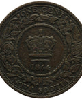 1864 One Cent Canada Nova Scotia Queen Victoria Coin Small bud