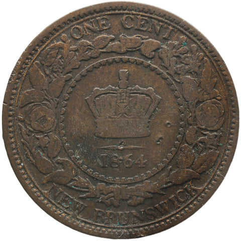 1864 One Cent New Brunswick Canadian provinces Victoria Coin