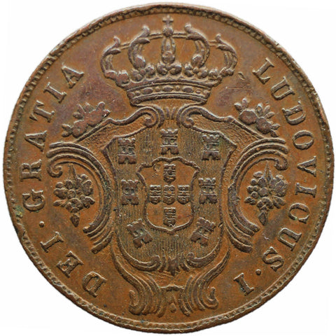 1865 5 Reis Azores Portugal Coin Luiz I