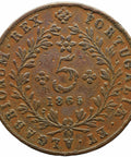 1865 5 Reis Azores Portugal Coin Luiz I