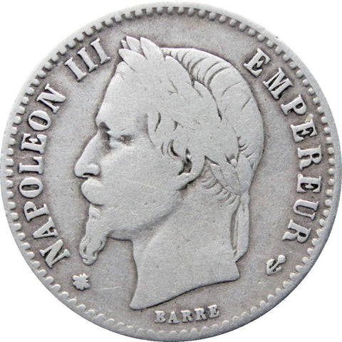 1866 50 Centimes France Napoleon III Coin Silver