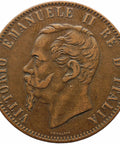 1866 H 10 Centesimi Italy Coin Vittorio Emanuele II Heaton's Mint