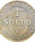 1866 Italy Papal States Pius IX One Soldo, 5 cent Coin