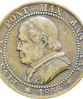 1866 Italy Papal States Pius IX One Soldo, 5 cent Coin