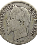 1866 K 2 Francs France Coin Napoleon III Silver Bordeaux Mint