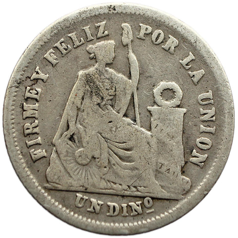 1866 YB 1 Dinero Peru Coin Silver