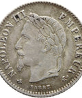 1867 20 Centimes France Coin Silver Napoleon III