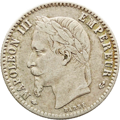 1867 50 Centimes France Coin Napoleon III Silver