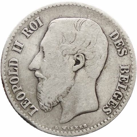 1867 Belgium Leopold II Silver One Franc French text