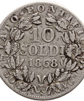 1868 10 Soldi Pius IX Italy States Papal Silver Coin XXII