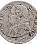 1868 10 Soldi Pius IX Italy States Papal Silver Coin XXII