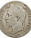 1869 2 Francs France Coin Napoleon III Silver Paris Mint