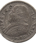 1869 R 10 Soldi Papal Pius IX Italy States Silver Coin XXIII