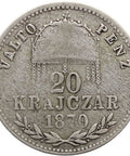 1870 GY F 20 Krajczár Hungary Coin Silver Franz Joseph I