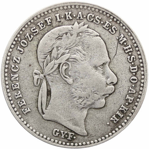 1870 GY F 20 Krajczár Hungary Coin Silver Franz Joseph I