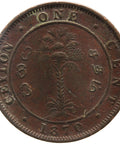 1870 One Cents Ceylon Victoria Coin