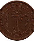 1870 One Cents Ceylon Victoria Coin