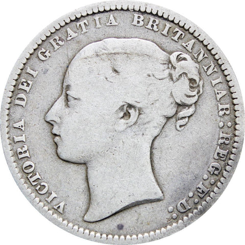 1870 Shilling Victoria Queen Great Britain Silver British Coin