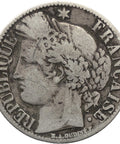 1871 One Franc France Coin Silver