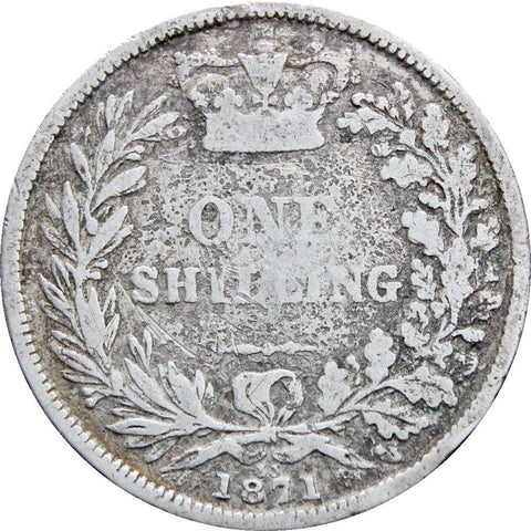 1871 Shilling Victoria Queen Great Britain Silver British Coin