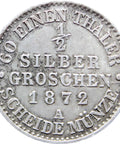 1872 A 1/2 Groschen Wilhelm I Germany Kingdom of Prussia Silver Coin
