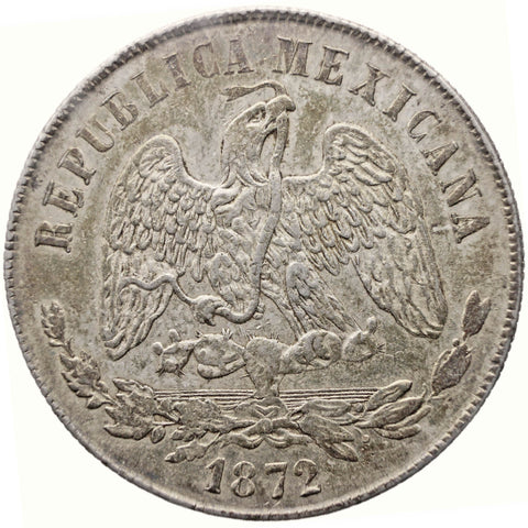 1872 Zs H One Peso Mexico Coin Silver Mint Zacatecas City