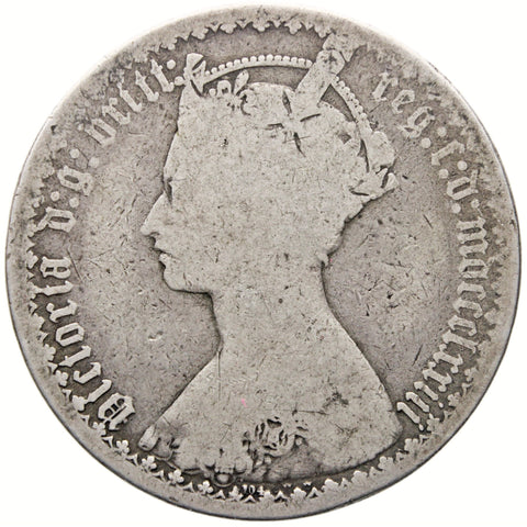 1873 Florin Gothic Victoria Coin UK Two Shillings Silver