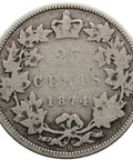 1874 25 Cents Canada Victoria Coin Silver