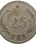 1874 CS 25 Ore Denmark Coin Christian IX Silver