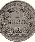 1874 F One Mark Germany Wilhelm I Coin Silver Stuttgart Mint