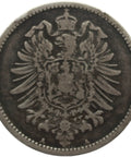 1875 A Germany One Mark Wilhelm I Coin Silver (type 1 - large shield) Berlin Mint