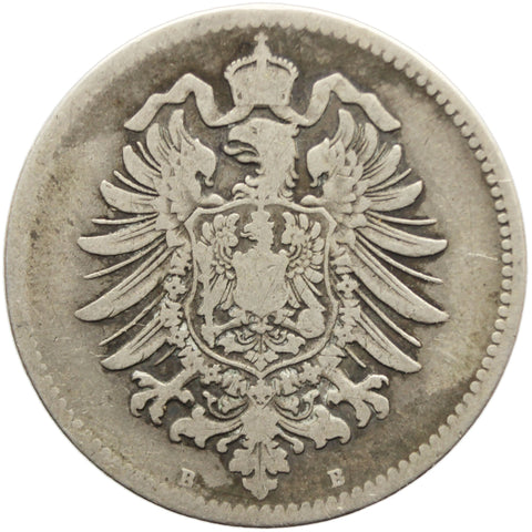 1875 B One Mark Wilhelm I Coin Germany Silver (type 1 - large shield) Hanover Mint