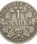 1875 B One Mark Wilhelm I Coin Germany Silver (type 1 - large shield) Hanover Mint
