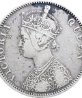 1875 One Rupee British India Victoria Silver Coin (Type A Bust, II Reverse)