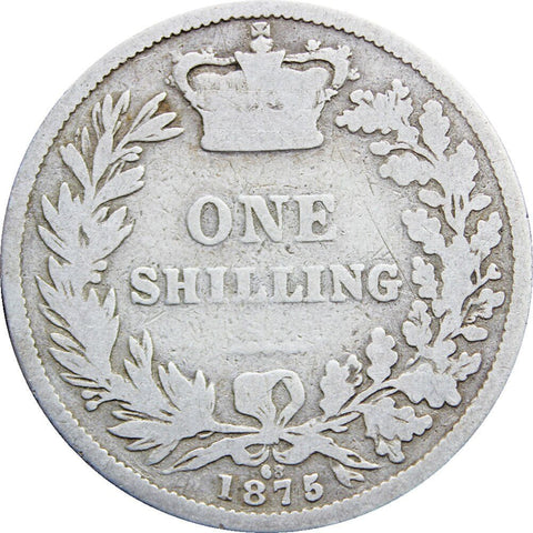 1875 Shilling Queen Victoria Great Britain Silver Coin