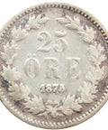 1875 ST 25 Öre Sweden Coin Silver Oscar II